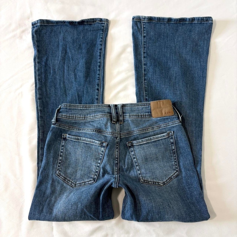 aeropostale low rise flare double button cargo flap pocket jeans y2k 2000 size 4 - Picture 2 of 8